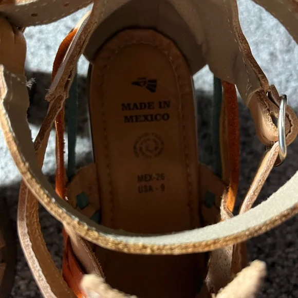 Mexican Huarache Colorful Leather Strappy Heels Sandals Women’s 9 Mexico 26 - Picture 6 of 13